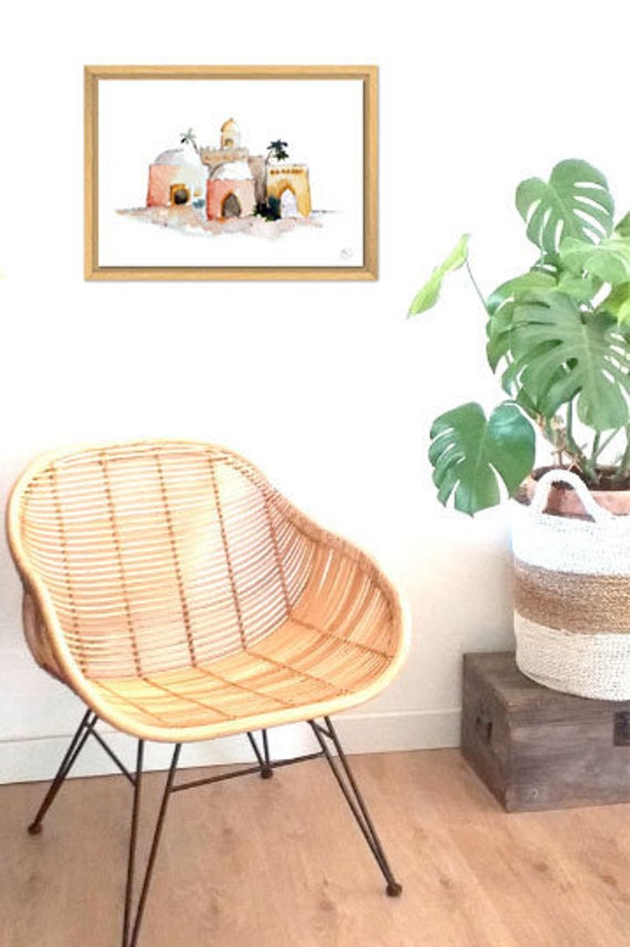 Affiche Oasis - Affiche Maroc Voyage Aquarelle Déco de Voyage