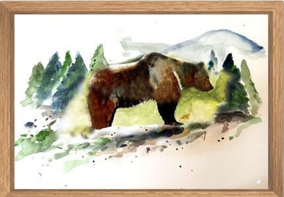 Affiche Ours- Illustration Ours - Déco Montagne Chalet