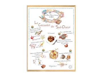 cassoulet - affiche restaurant - recette - illustration cuisine - déco cuisine - sud ouest - toulouse - castelnaudary.