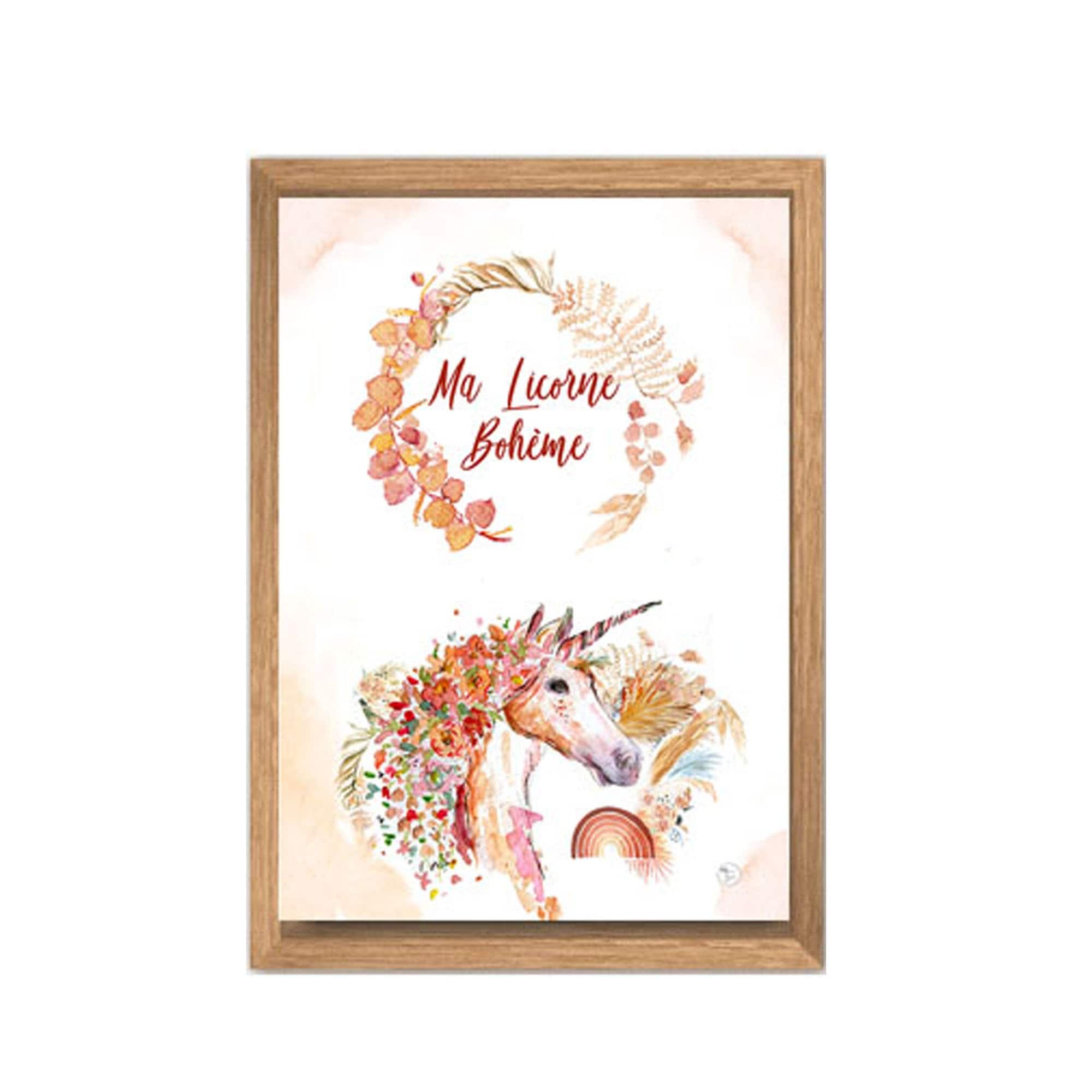 Affiche Licorne - Affiche Naissance Illustration Arc en Ciel