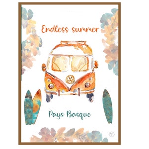 Affiche déco surf - affiche pays basque - affiche van- affiche personnalisée