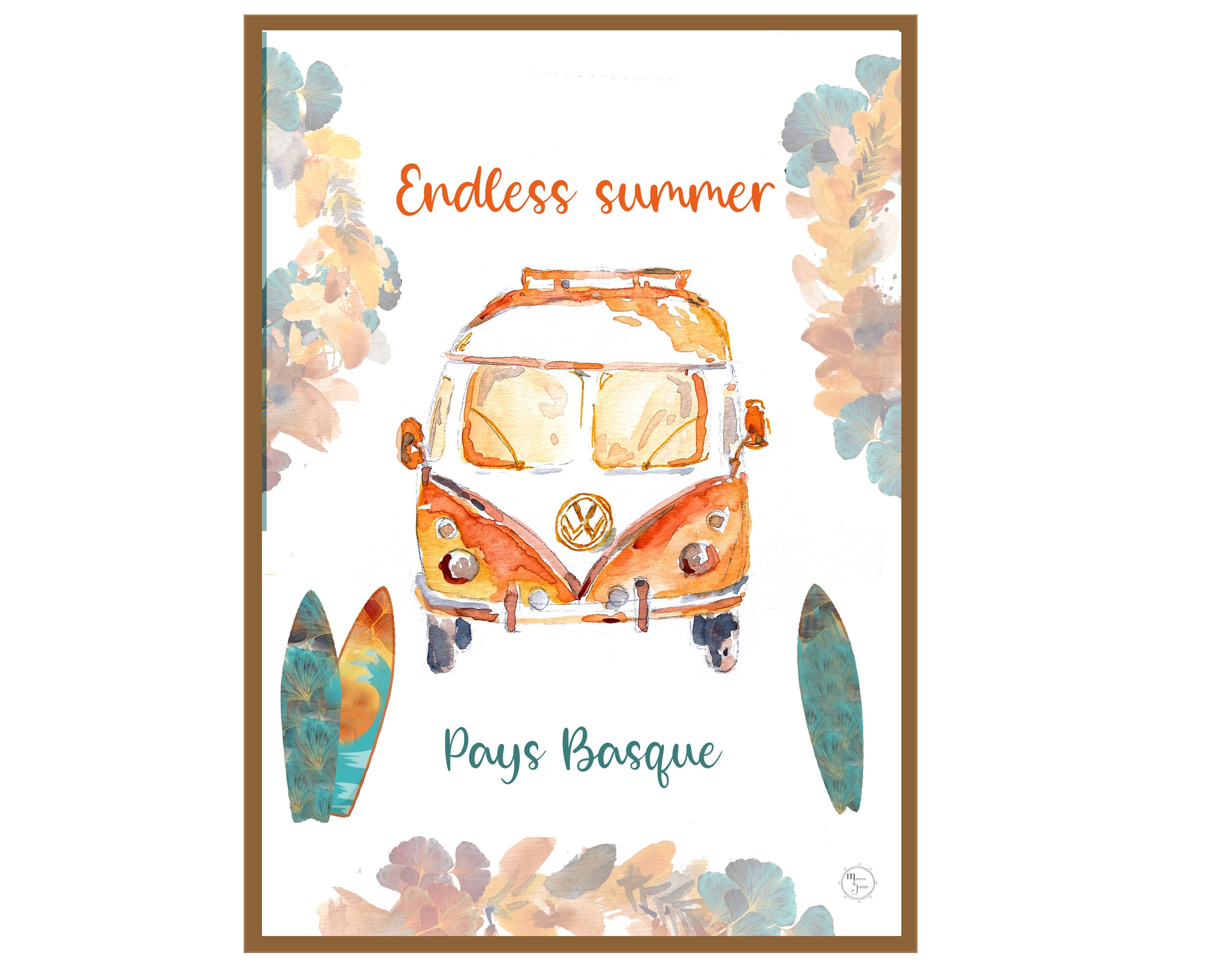 Affiche Déco Surf - Affiche Pays Basque Van- Personnalisée