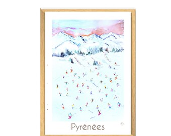 Mountain poster - Ski poster - Customizable mountain decor