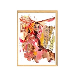 Affiche maroc - portrait de voyage - déco maghreb - aquarelle souk