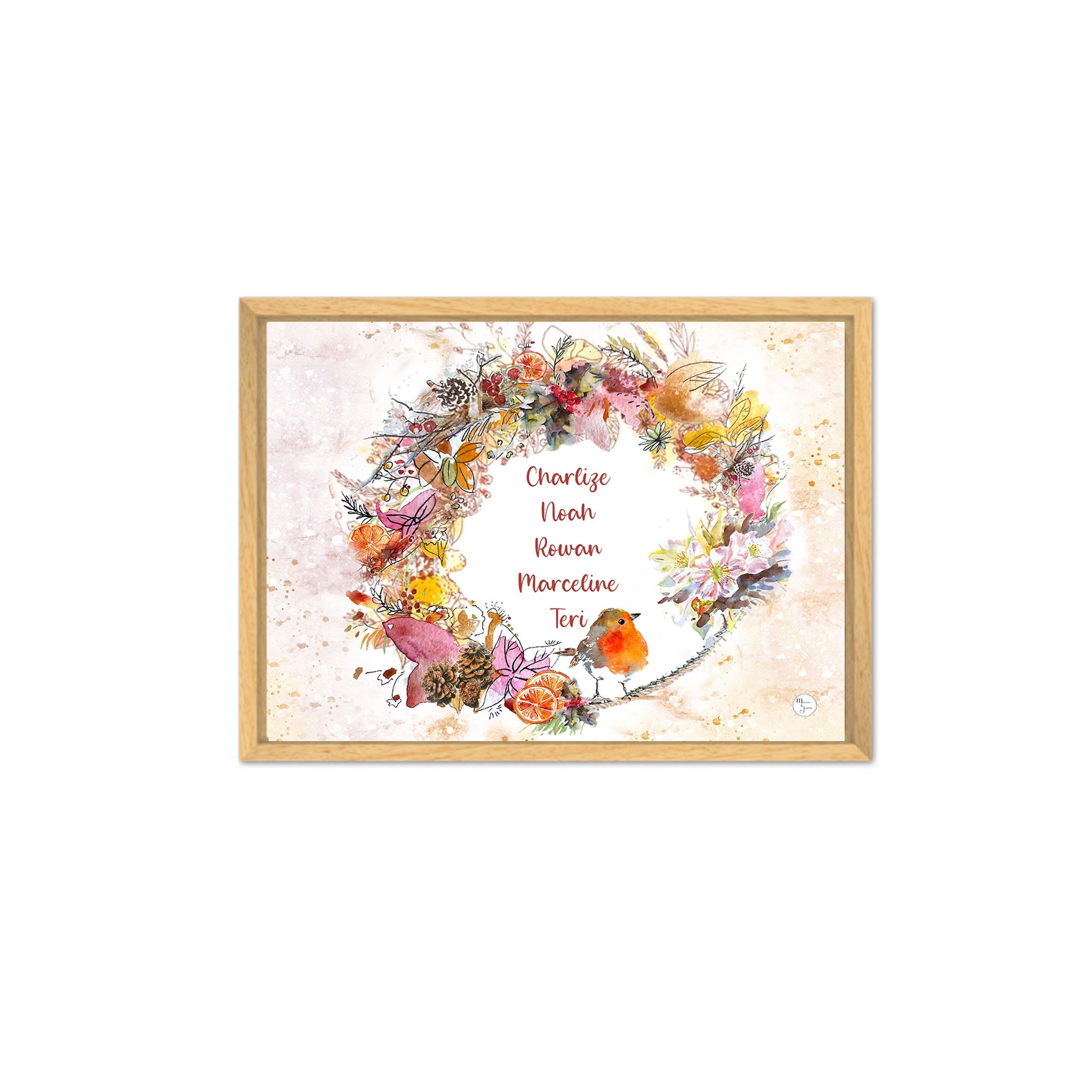 Affiche Fleur Couronne - Affiche Famille Prénom Cadeau Grand Mère