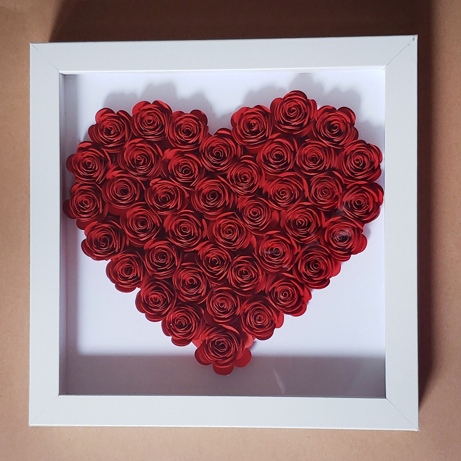 Roses Shadow Box Monochrome Custom Shape Gift Ideas Etsy