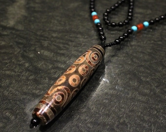 Vintage Antique Tibetan Dzi Beads Necklace Agate 24 eyes