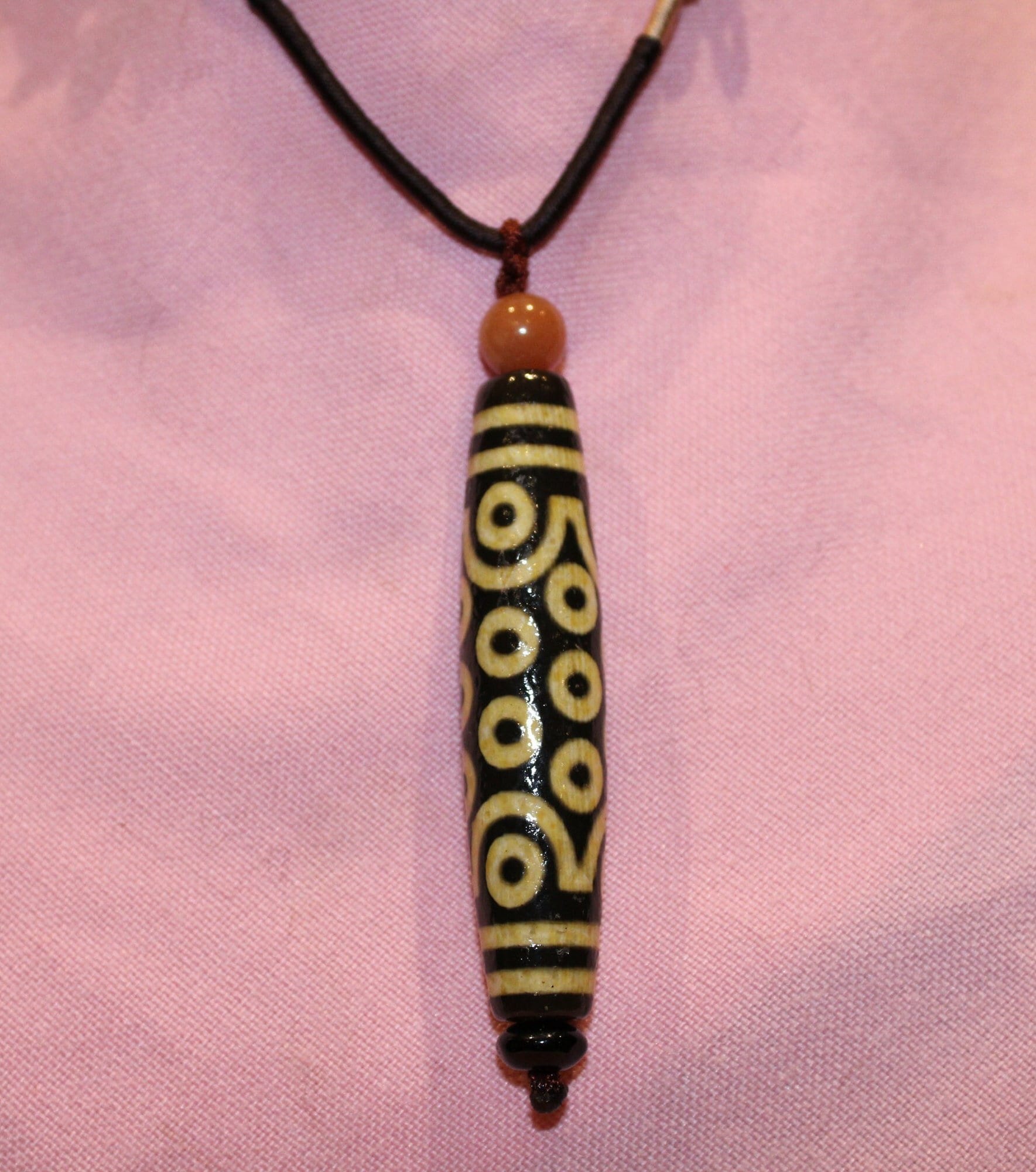 Vintage Antique Tibetan Dzi beads Black agate Pendant Amulet 21 eyes
