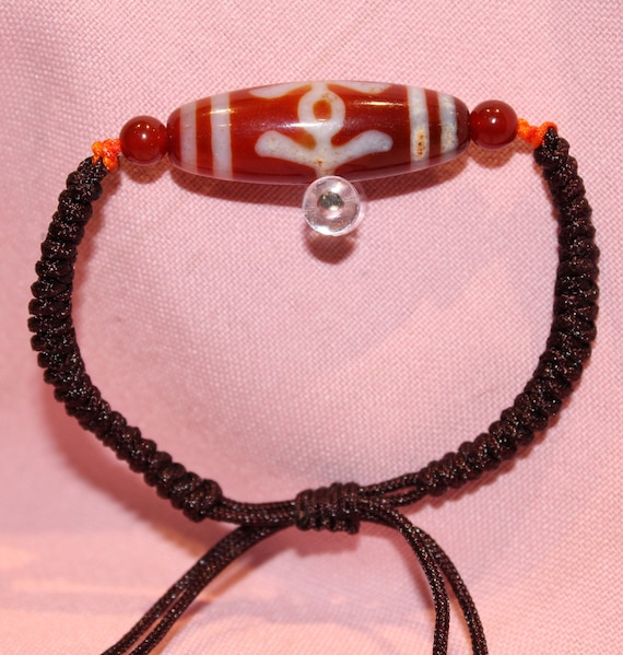 Vintage Antique Tibetan Dzi Beads Bracelet red aga