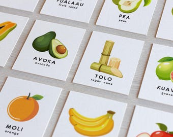 Samoan 100 Food Words Flashcard Printable | DIGITAL FILE ONLY | Learning Samoan Resources | Samoan flashcards
