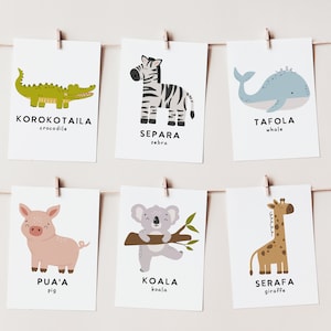 Carte Flash des animaux samoans imprimables | Cartes d'apprentissage samoanes