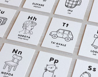 Samoan Alphabet Pi Tautau Mono Flashcard Printable | DIGITAL PRINT ONLY | Learning Samoan Resources