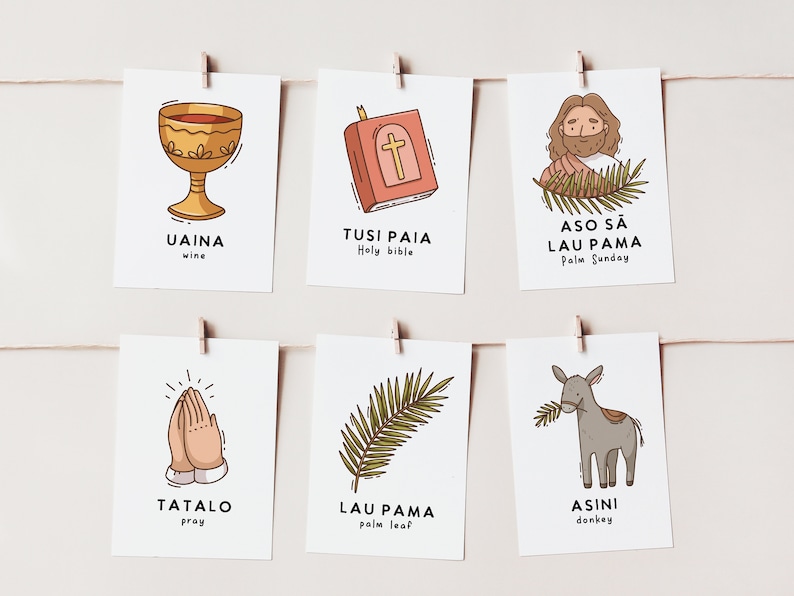 Samoan Easter Words Flashcard Printable | Holy Week Learning in Samoan ...