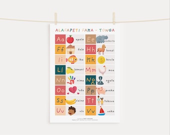 Tongan Alphabet Print: Pasifika Lernposter (Digitaler Download A1/A3/A4 PDF Dateien)