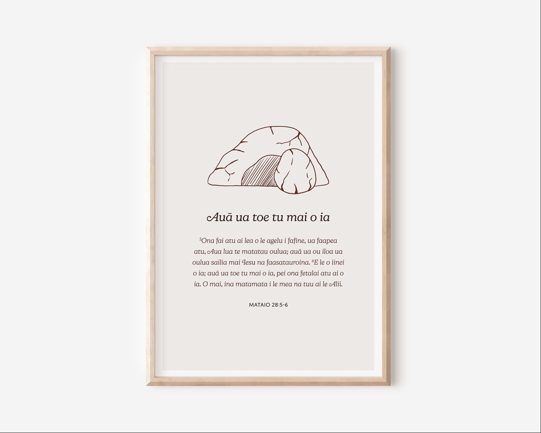 Samoan Bible Verse Print Matthew 28:5-6 | Minimalist Resurrection Art ...