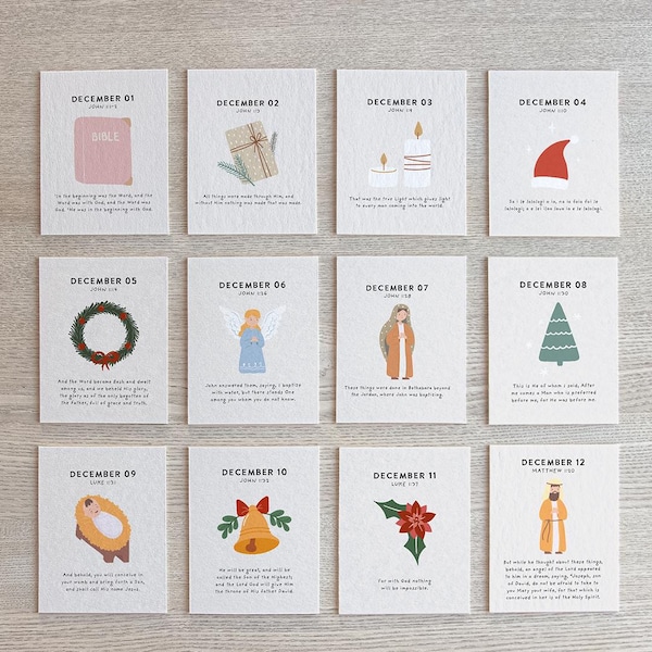 Christmas Advent Bible Reading Cards for Kids | DIGITAL FILE ONLY