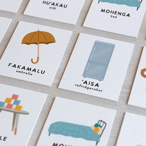 Tarjetas didácticas imprimibles con palabras en tongano