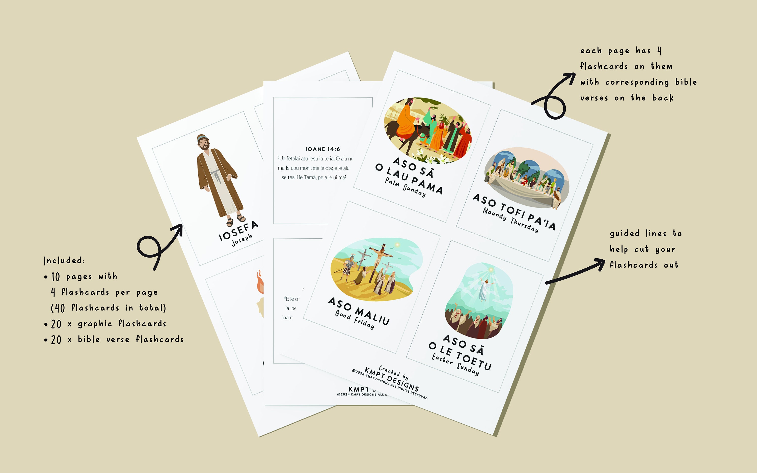 Samoan Easter Words Flashcard Printable | Holy Week Learning in Samoan ...