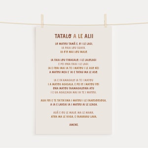 Samoan Lords Prayer Kids Digital Print