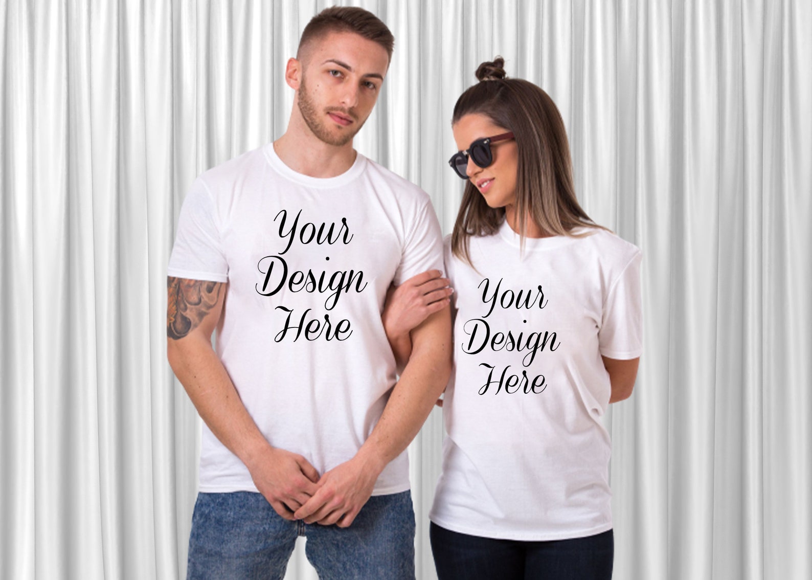 Couples White T Shirt Mock Up T Shirt Mockup Bella Canvas Etsy