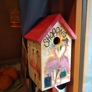 artistically, nostalgically designed nesting box made of solid wood