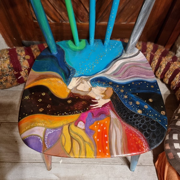 hand-painted chair, furniture, art object, unique,