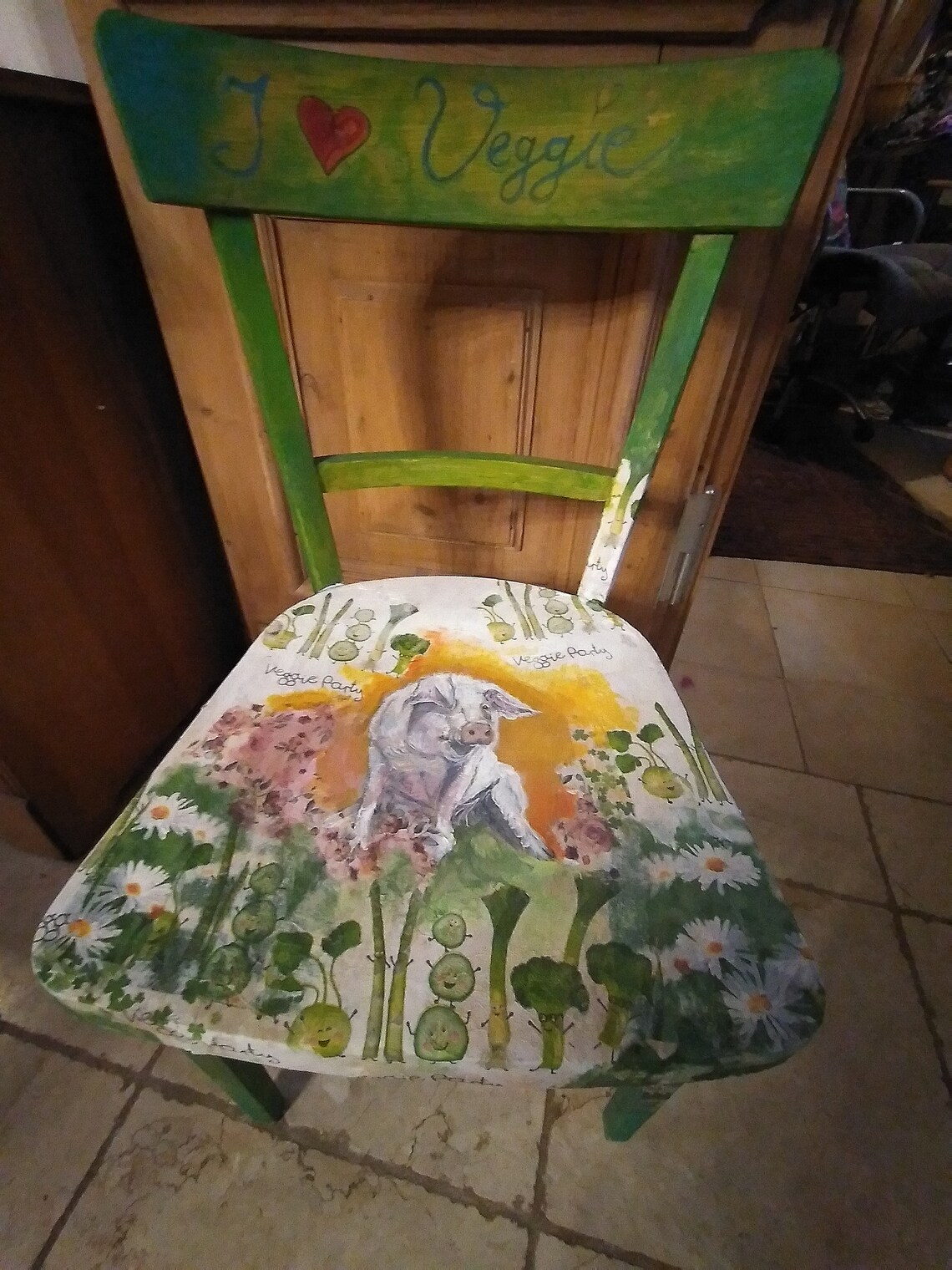 Handpainted Chair Handpainted Kitchen Chair Retro Chair Etsy