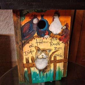 hand-painted nesting box, nesting box