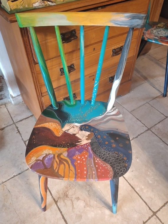 Hand painted Chair Furniture Art Object Unique Etsy UK