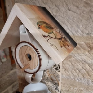 nido fatto a mano, nido con tecnica decoupage, nido originale, casetta per teiere