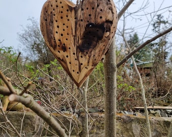 Großes Insektenhotel , Teakholzherz ,Unikat ,  Gartendekoration