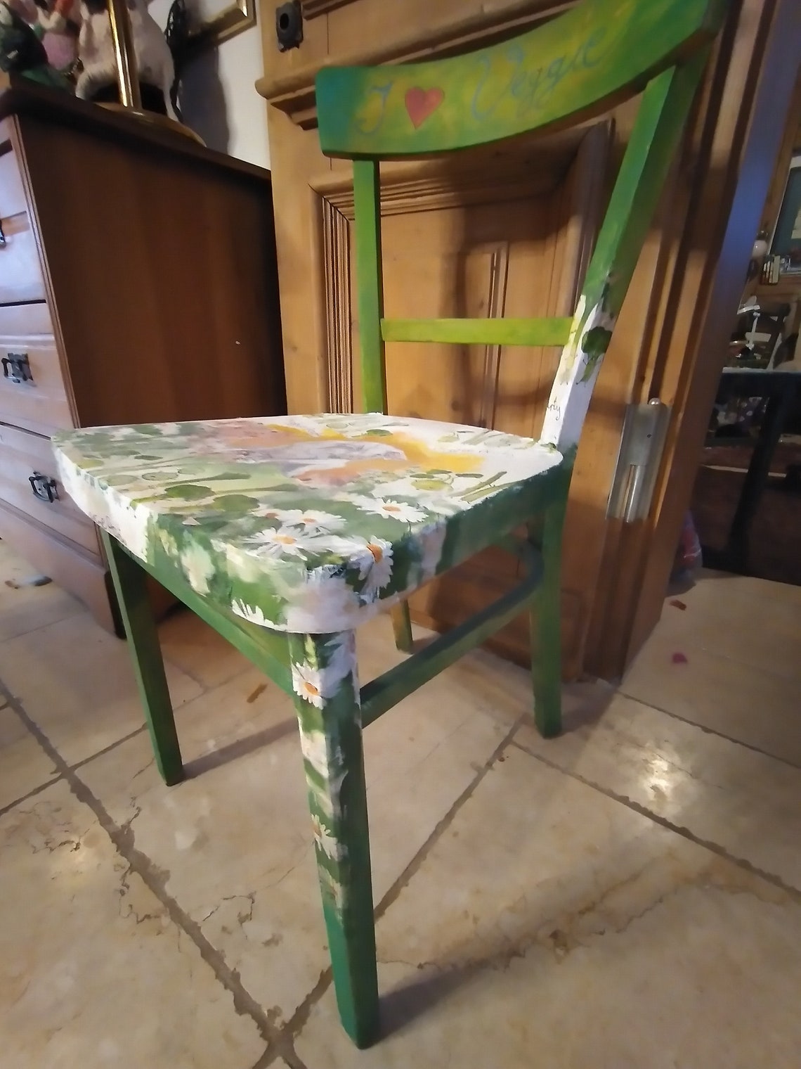 Handpainted Chair Handpainted Kitchen Chair Retro Chair Etsy