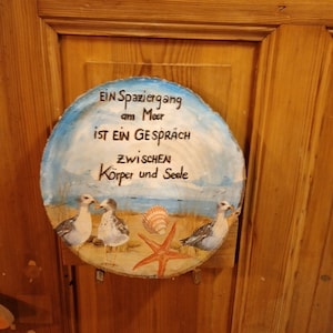 Wooden disc with saying, garden decoration, garden accessories