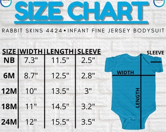 HQ Rabbit Skins 4424 Size Chart | Rabbit Skins 4424 Infant Fine Jersey Bodysuit Size Chart | Rabbit Skins Onesie 4424 | 4424 Short Sleeve