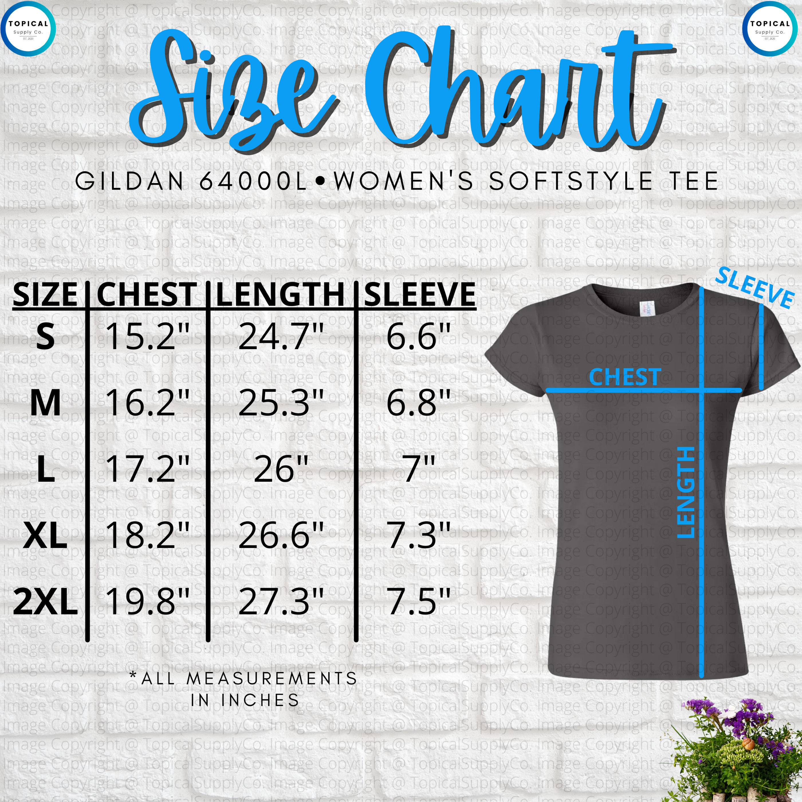 HQ Gildan 64000L Size Chart Gildan 64000L Women's | Etsy