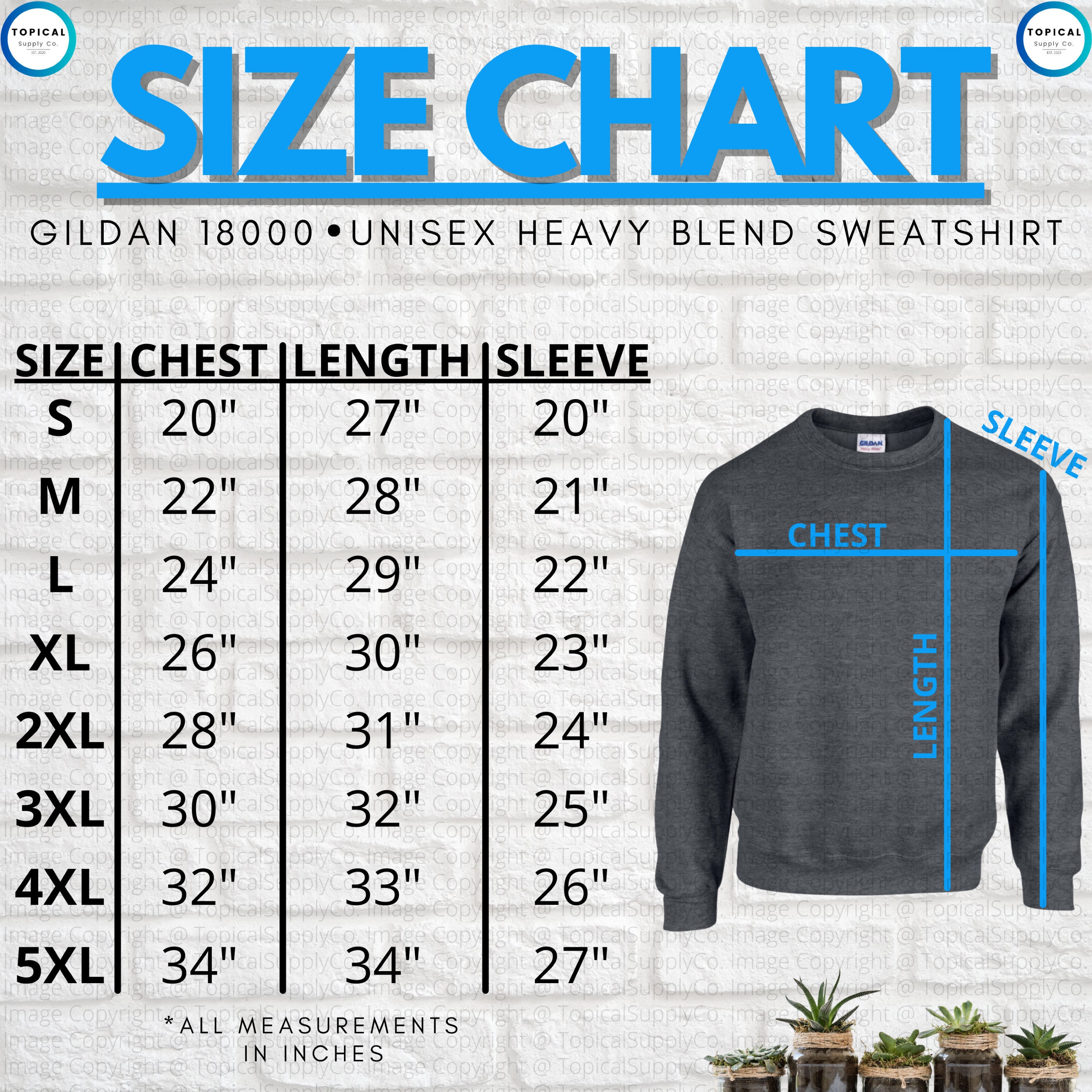 HQ Gildan 18000 Size Chart Gildan 18000 Unisex Heavy Blend - Etsy