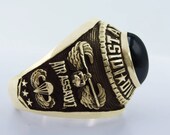 101st Airborne Division Ring , Sterling 10KP Gold Plated , Military , Army , Gift , Military Ring , Airborne