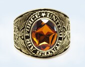 US Air Force Academy Ring , USAF , Sterling 10KP Gold Plated , Military , Army , Gift , Military Ring , Airborne