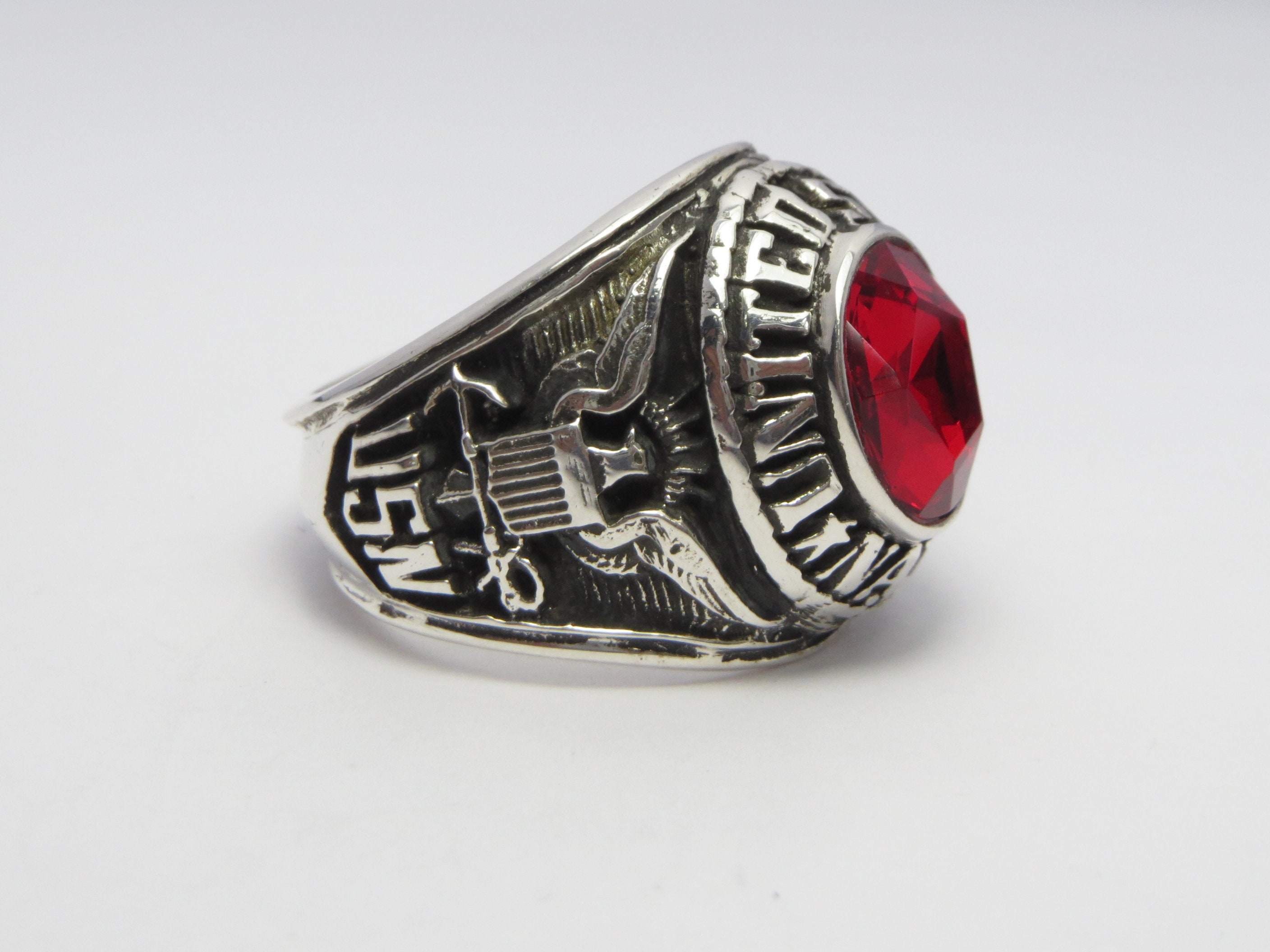 Anillo de la Marina de los EE. UU. USN Plata de ley 925 Anillo de