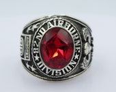82nd Airborne Division Ring , All The Way , America 39 s Guard of Honor , Sterling Silver 925 , America 39 s , Army , Gift , Military Ring