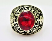 1775 , US Army Ring , America 39 s , ARMOR , USCG , Sterling 10KP Gold Plated , Military , Army , Gift , Military Ring , Airborne