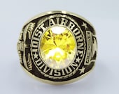 101st Airborne Division Ring , Sterling 10KP Gold Plated , Military , Army , Gift , Military Ring , Airborne