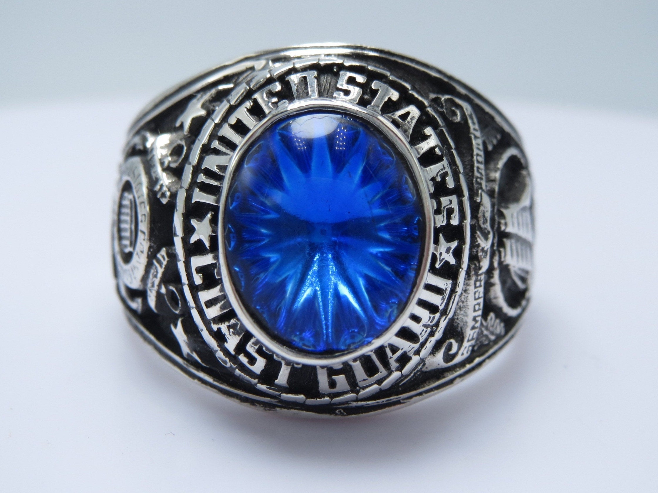 US Coast Guard Ring USCG Sterling Silver 925 Gift Etsy