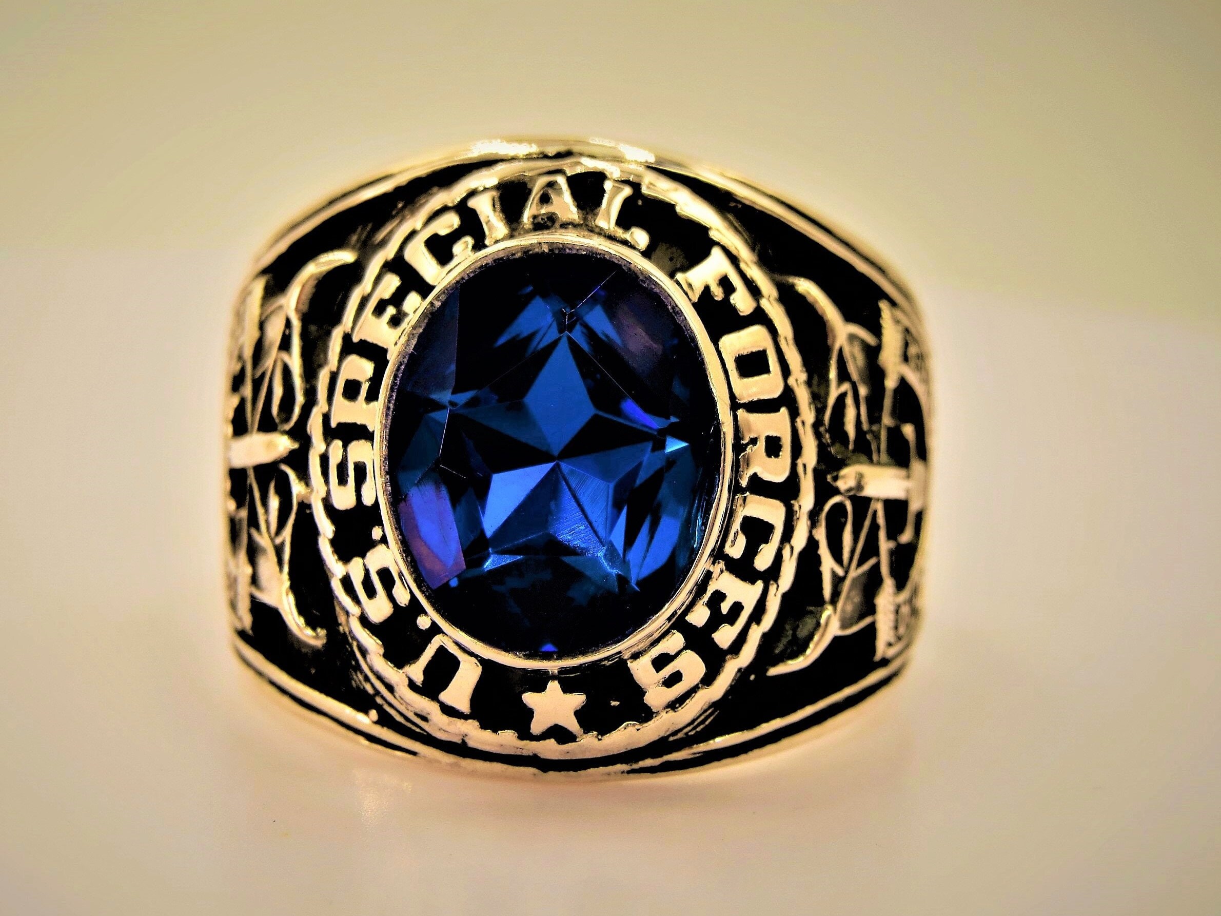 US Special Forces Ring Sterling 10KP Gold Plated Military Etsy