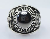 101st Airborne Division Ring , Sterling Silver 925 , Military , Army , Gift , Military Ring , Airborne