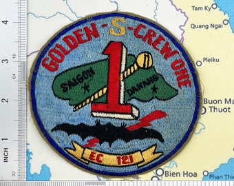 patch , us air force golden s crew one ec 121 patch , Vietnam w patch , s1-642