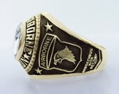 101st Airborne Division Ring , Sterling 10KP Gold Plated , Military , Army , Gift , Military Ring , Airborne