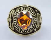101st Airborne Division Ring , Sterling 10KP Gold Plated , Military , Army , Gift , Military Ring , Airborne