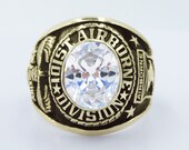 101st Airborne Division Ring , Sterling 10KP Gold Plated , Military , Army , Gift , Military Ring , Airborne