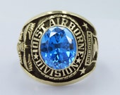 101st Airborne Division Ring , Sterling 10KP Gold Plated , Military , Army , Gift , Military Ring , Airborne